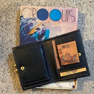 Italian leather vintage unused Black Leather Wallet in original box